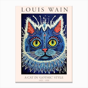 Louis Wain, A Cat In Gothic Style, Blue Cat Poster 2 Canvas Print