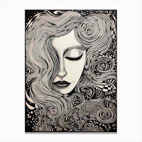 Swirl Linocut Face 2 Canvas Print
