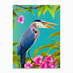 Great Blue Heron Tropical bird Canvas Print