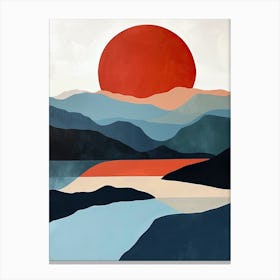 Sunset In The Mountains, Minimalism 7 Canvas Print