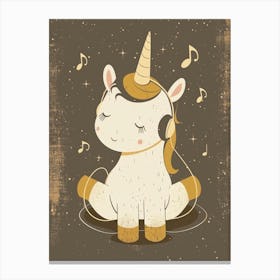 Unicorn Listening To Music With Headphones Muted Pastels 3 Canvas Print