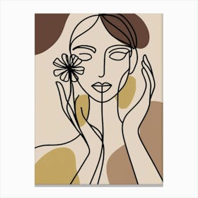 Portrait Of A Woman Holding A Flower 1 Canvas Print