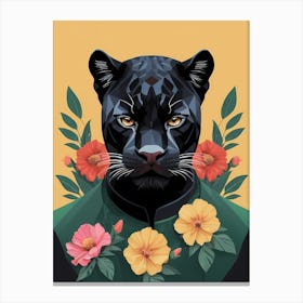 Floral Black Panther Portrait In A Suit (18) Canvas Print