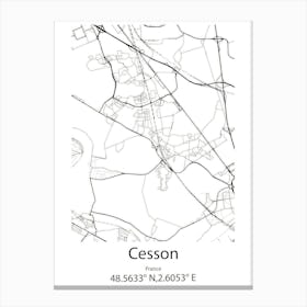 Cesson,France Minimalist Map Canvas Print