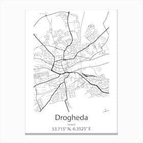 Drogheda,Ireland Minimalist Map Canvas Print