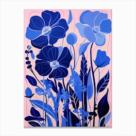 Blue Flower Illustration Gladiolus 2 Canvas Print