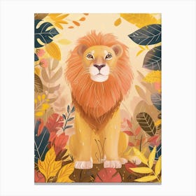African Lion Lion In Different Seasons Illustration 3 Canvas Print
