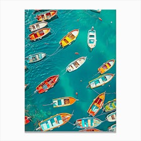 Colorful Boats In The Sea Canvas Print