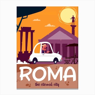 Roma Poster Orange Canvas Print