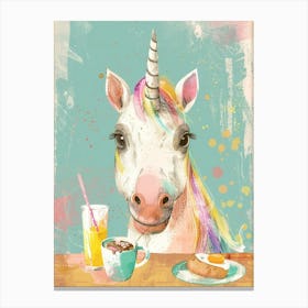 Beautiful Storybook Style Unicorn Eating Breakfast Canvas Print