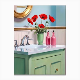 Poppies In The Bathroom Canvas Print