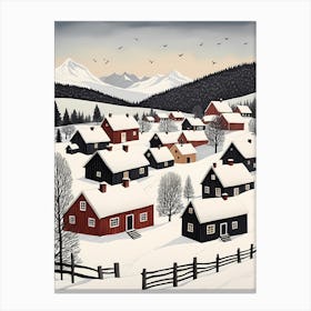 Scandinavian Village Scene Painting (32) Canvas Print