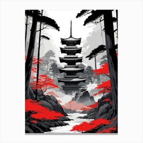 Mystical Japanese Temple Forest Canvas Print