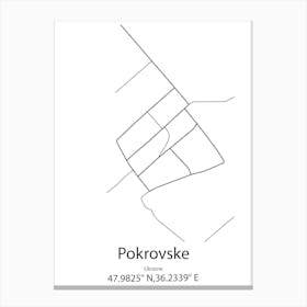 Pokrovske,Ukraine Minimalist Map Canvas Print