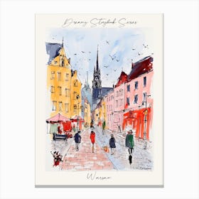 Poster Of Warsaw, Dreamy Storybook Illustration 2 Canvas Print