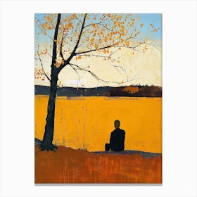 Man Sitting Under A Tree, Sweden Canvas Print