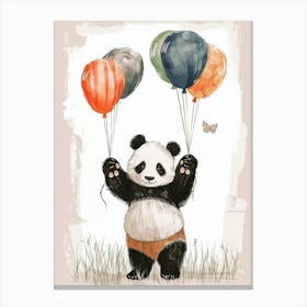 Giant Panda Holding Balloons Storybook Illustration 1 Canvas Print