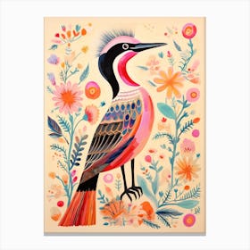 Pink Scandi Cormorant 4 Canvas Print