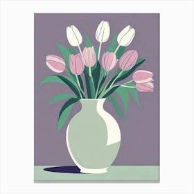 Green Tulips Vase Art (2) Canvas Print