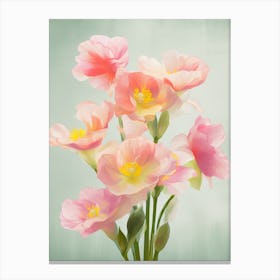 Freesia Flowers Acrylic Painting In Pastel Colours 1 Canvas Print