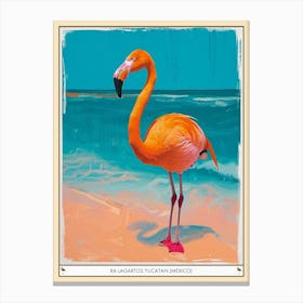 Greater Flamingo Ra Lagartos Yucatan Mexico Tropical Illustration 2 Poster Canvas Print