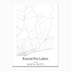 Kawartha Lakes,Canada Minimalist Map Canvas Print