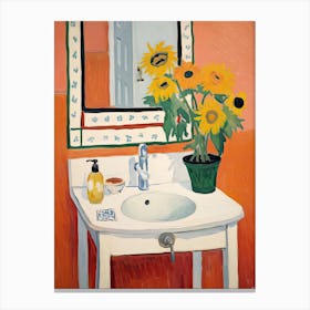 Bathroom Vanity Painting With A Sunflower Bouquet 3 Canvas Print