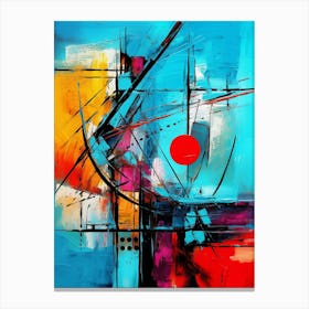 Ocean VIII, Avant Garde Modern Vibrant Abstract Painting with Blue Background Canvas Print