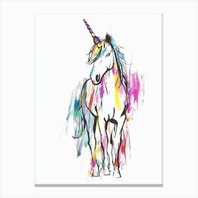 Unicorn Rainbow Doodle Illustration Canvas Print