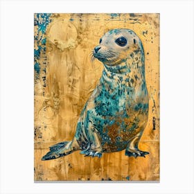 Baby Seal Gold Effect Collage 4 Canvas Print