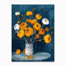 Ranunculus Flowers On A Table   Contemporary Illustration 2 Canvas Print