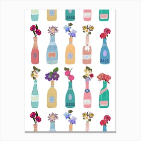 Bottles And Flowers Canvas Print