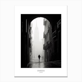 Poster Of Oviedo, Spain, Black And White Analogue Photography 1 Canvas Print
