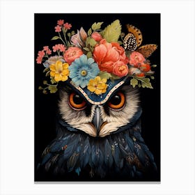 Bird With A Flower Crown Owl 2 Canvas Print