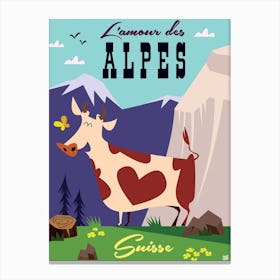 L Amour Des Alpes Poster Purple & Green Canvas Print
