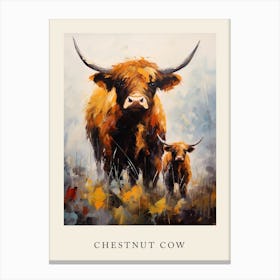 Yellow & Chestnut Brushstroke Highland Cows Canvas Print
