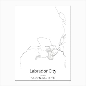 Labrador City,Canada Minimalist Map Canvas Print