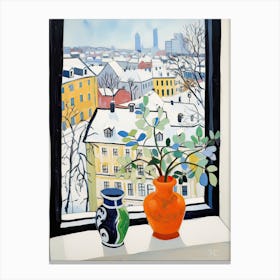 The Windowsill Of Tallinn   Estonia Snow Inspired By Matisse 3 Canvas Print