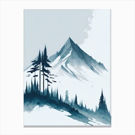 Mountain And Forest In Minimalist Watercolor Vertical Composition 3 Canvas Print