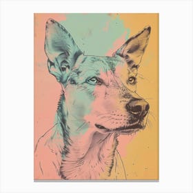 Mustard Pastels Dog Line Illustration Canvas Print