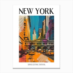 Grand Central Terminal New York Colourful Silkscreen Illustration 2 Poster Canvas Print