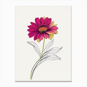 Zinnia Floral Minimal Line Drawing 4 Flower Canvas Print