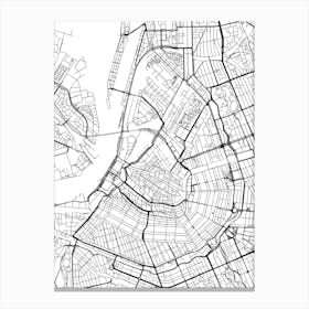 Map Of Amsterdam Illustration Print Art Canvas Print