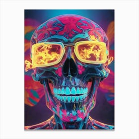 Neon Iridescent Skull Painting (11) Canvas Print