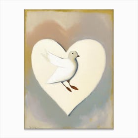 Dove And Heart Symbol Abstract Painting Canvas Print