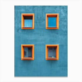 Windows On A Blue Wall Canvas Print