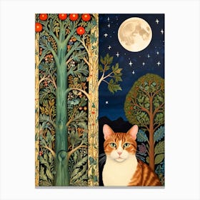 William Morris Cat In The Moonlight 12 Canvas Print