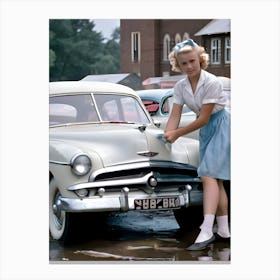 50's Era Community Car Wash Reimagined - Hall-O-Gram Creations 11 Canvas Print