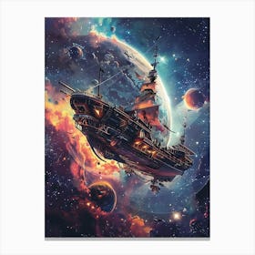 Fantasy Ship Floating in the Galaxy 5 Canvas Print