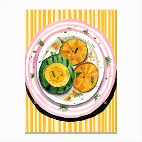 A Plate Of Pumpkins, Autumn Food Illustration Top View 12 Canvas Print